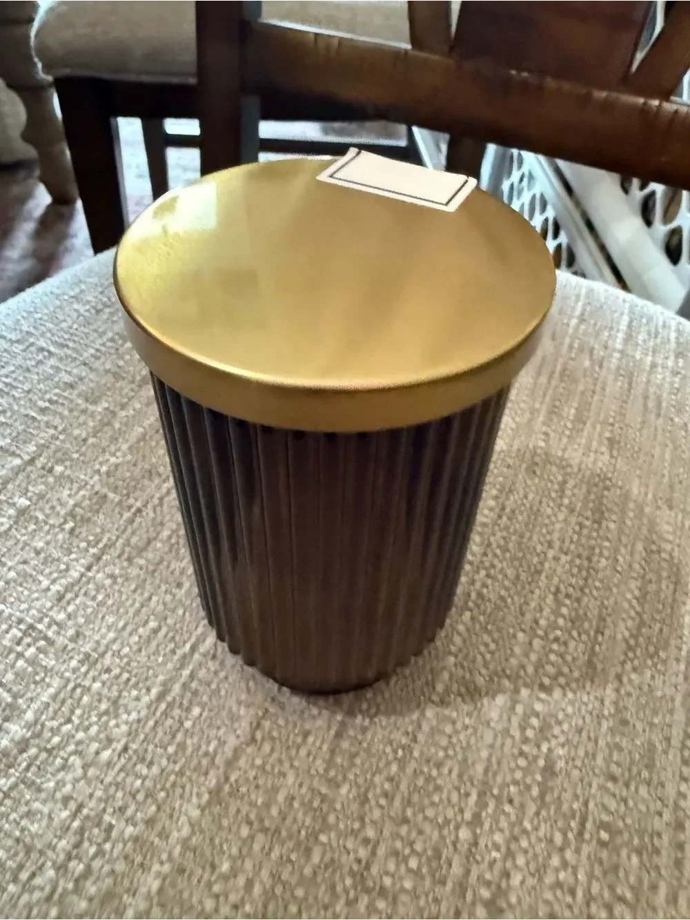 NWT Farmhouse Cedar Scented Candle - Amber Ribbed Glass